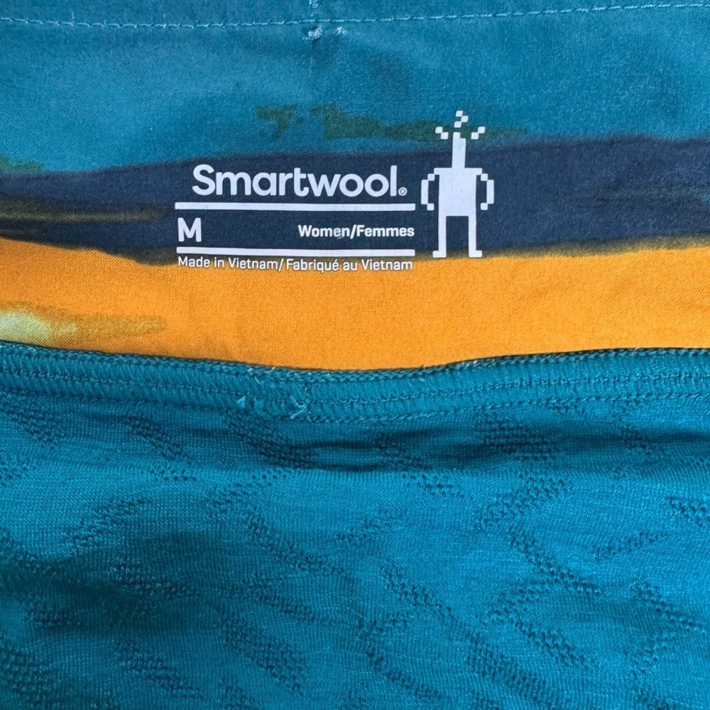 Smartwool Merino Sport Lined Shorts Womens Medium Orange Teal Abstract SW016604 - Picture 4 of 7